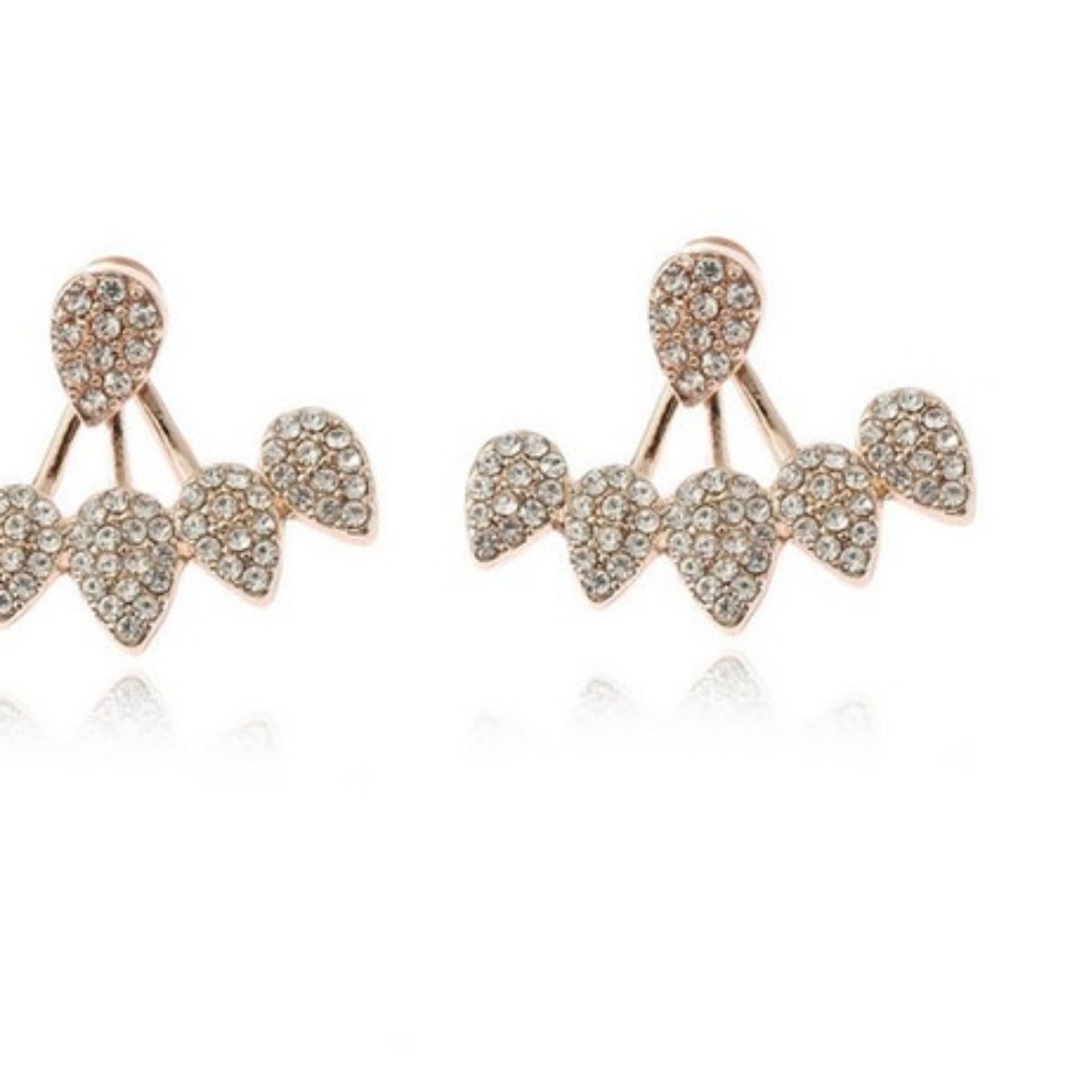 Faux Gold Diamond Pear Stud Earrings